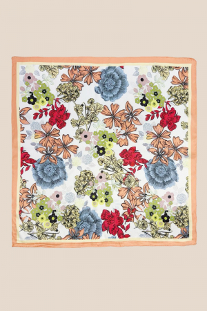 Multi Flower Pattern Square Bandana Scarf