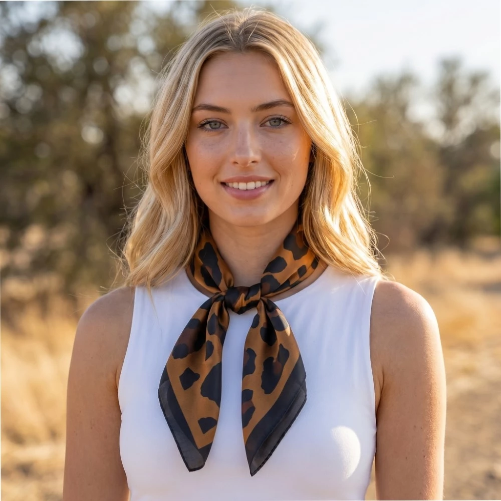 Leopard Print Square Scarf