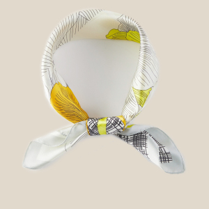 Pen Art Flower Print Square Bandana Scarf