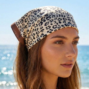 Leopard Pattern Square Bandana Scarf