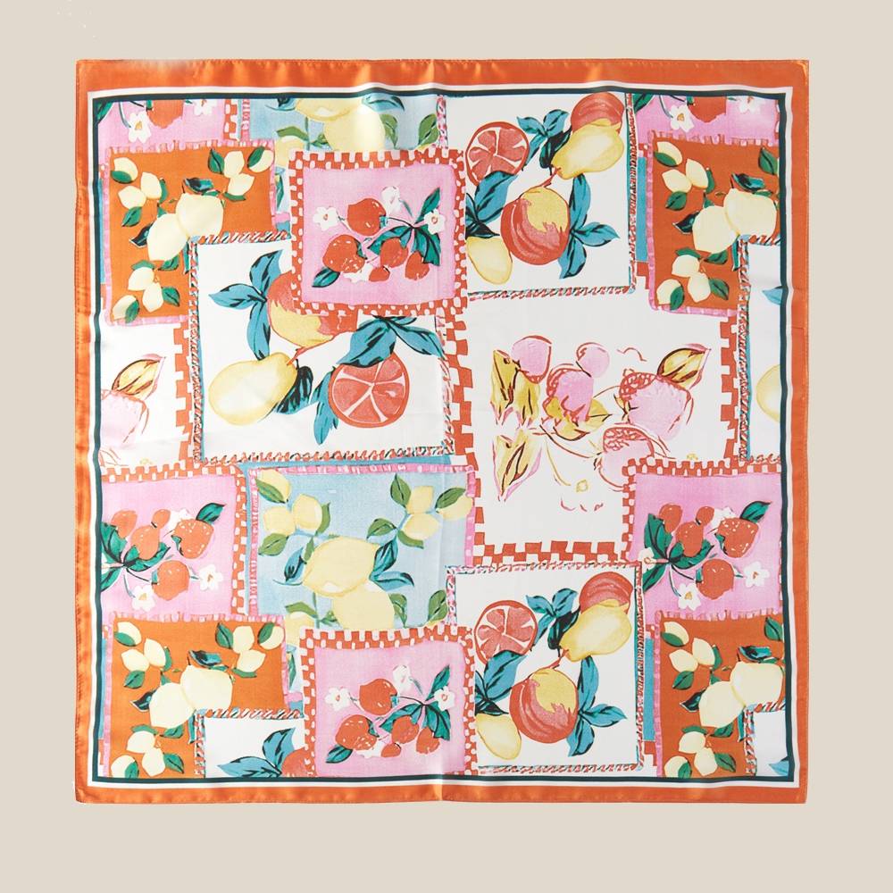 Tropical Fruit Print Bandana Scarf