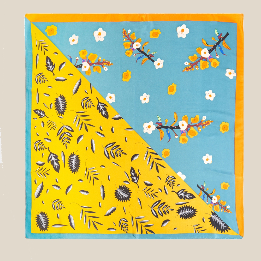 Flower Leaf Print Abstract Bandana Scarf