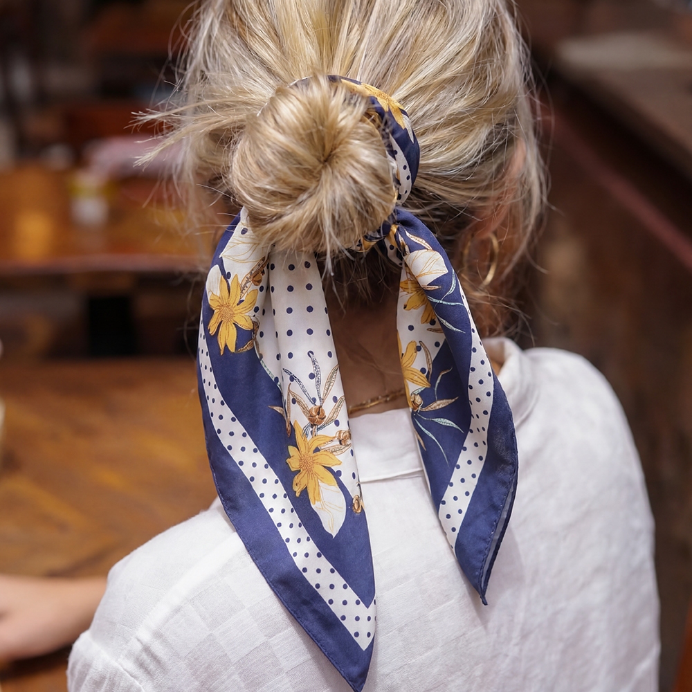 Floral Polka Dot Theme Square Scarf