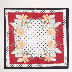 Floral Polka Dot Theme Square Scarf