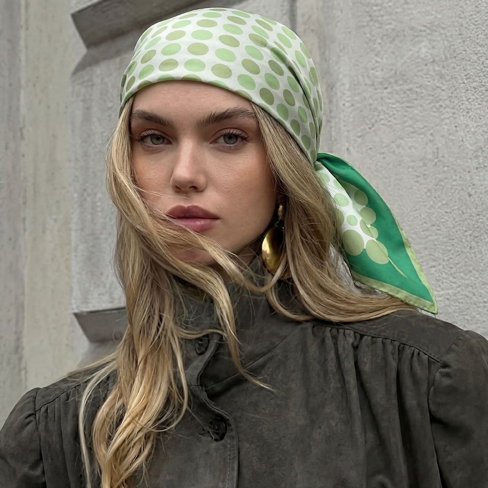 Multi Color Polka Dot Print Square Bandana Scarf