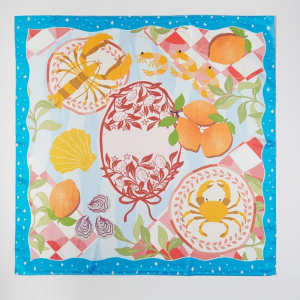Seaside Crab Lobster Shrimp Feast Square Bandana Scarf