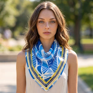 Geometric Tile Print Square Scarf