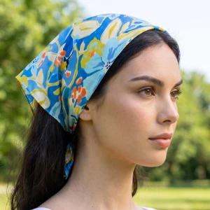 Watercolor Tropical Floral Square Scarf