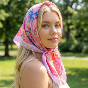 Bold Hibiscus Tropical Square Scarf
