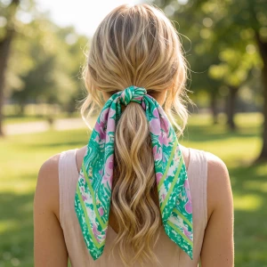 Painterly Orchid Marbled Square Scarf