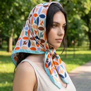 Retro Petal Rosette Square Scarf