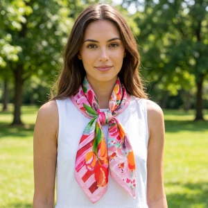 Painted Bouquet Stripe Square Scarf