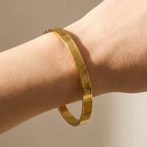 Stainless Steel Roman Numeral Bangle Bracelet