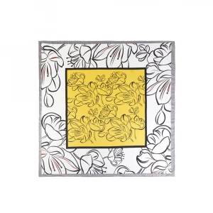 Framed Panel Lily Outline Square Scarf