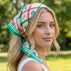 Gingerbread Plaid Christmas Square Scarf