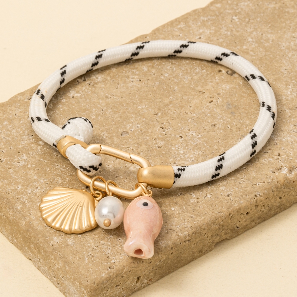 Sea Life Charms White Bungee Cord Bracelet