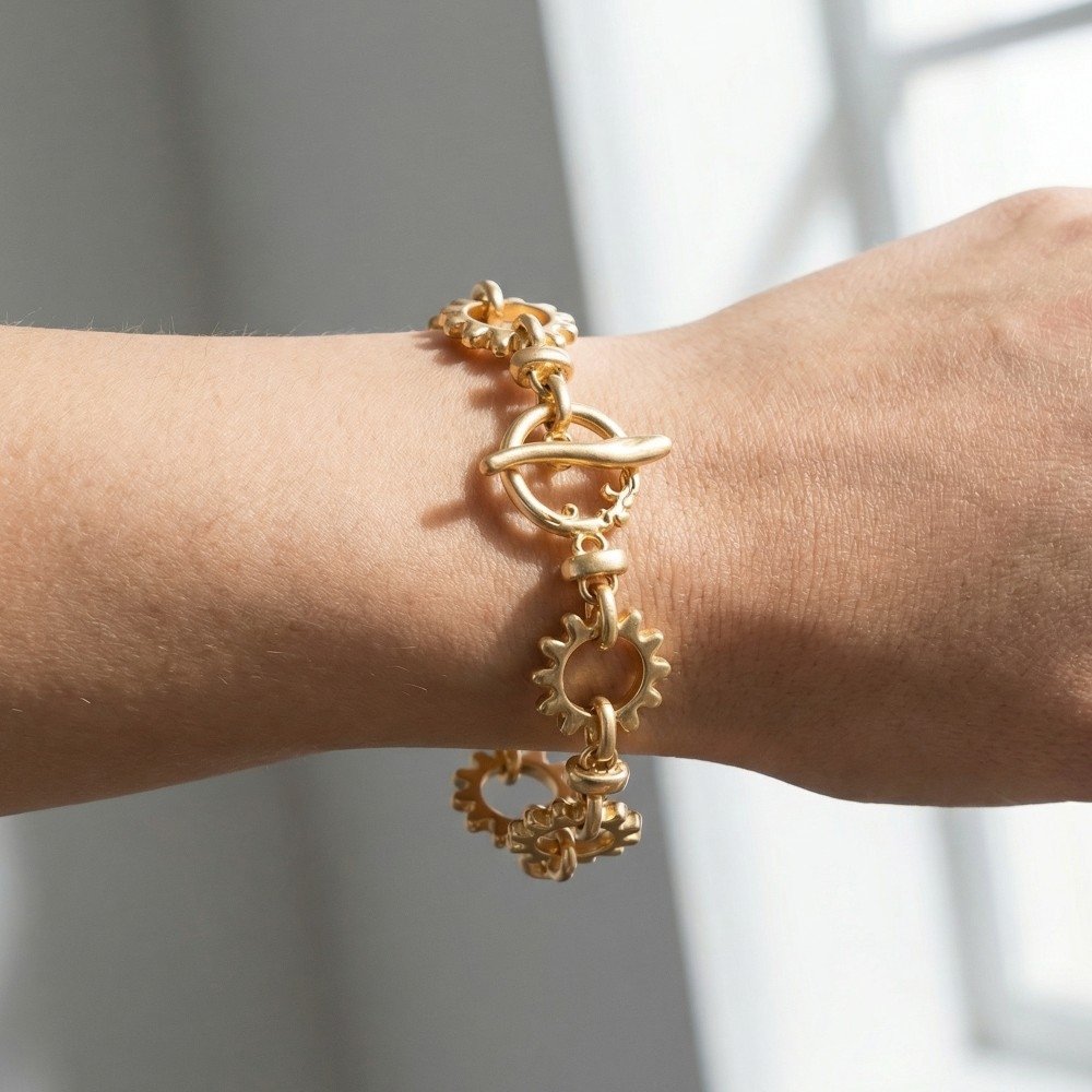 Matte Metallic Sun Hoops Chain Bracelet