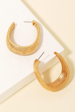 Matte Textured Oval Hoop Earrings