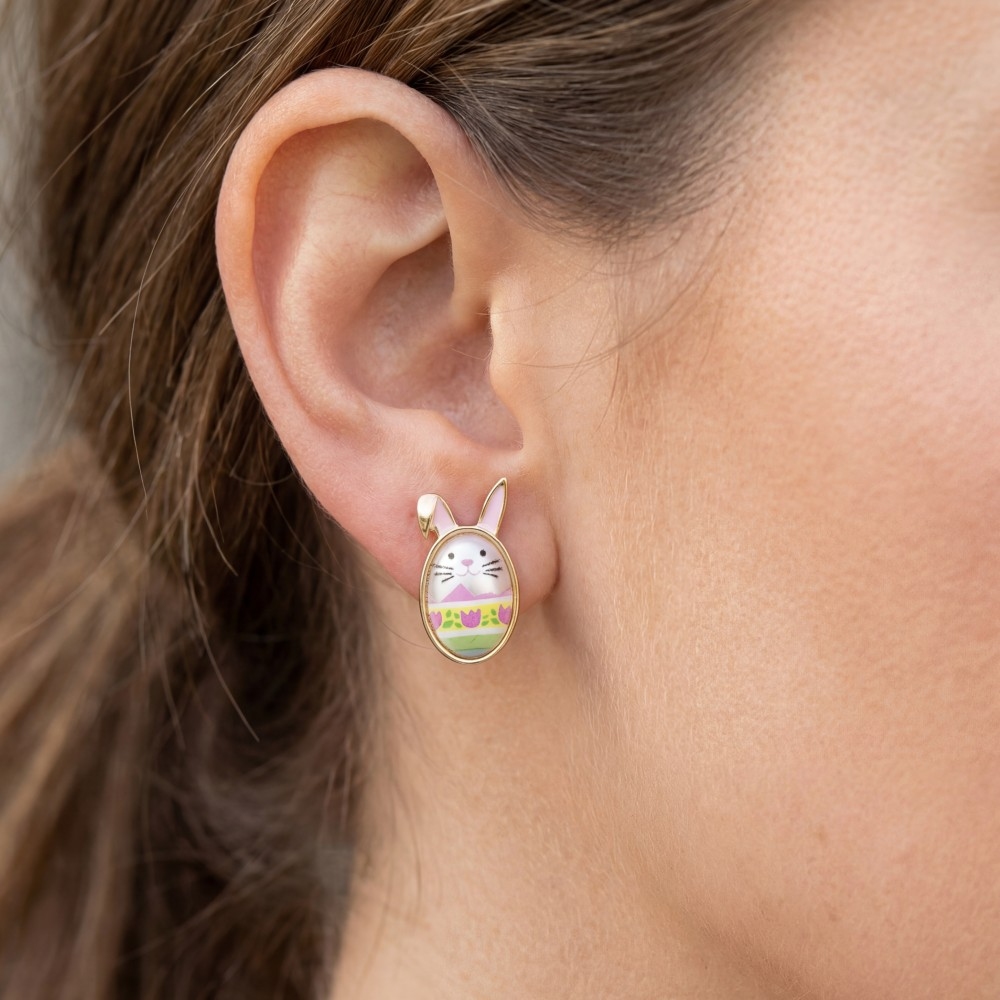 Oval Pearl Easter Egg Stud Earrings