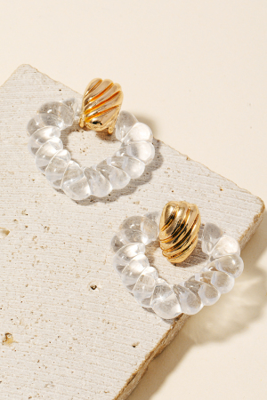 Resin Croissant Hoop Stud Earrings