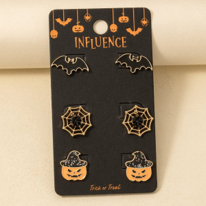 Mixed Enamel 3Pc Halloween Stud Earrings Set