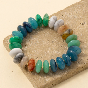 Mixed Marble Resin Disc Beads Bracelet
