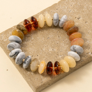 Mixed Marble Resin Disc Beads Bracelet