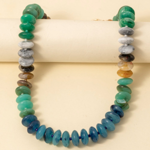 Mixed Marble Resin Disc Beads Necklace