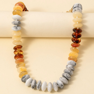 Mixed Marble Resin Disc Beads Necklace