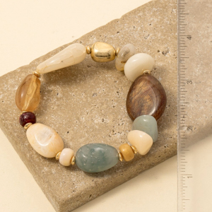 Mixed Irregular Marble Resin Disc Beaded Toggle Bracelet