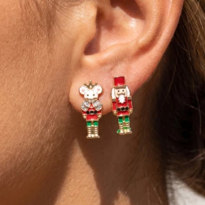 Crystal Nutcracker Christmas Mouse King Stud Earrings