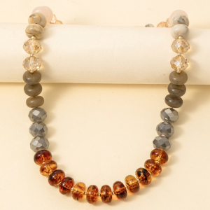 Mixed Faceted And Marble Resin Disc Beads Necklace
