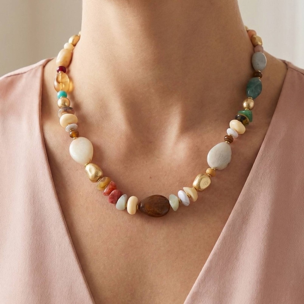 Mixed Irregular Marble Resin Beads Necklace