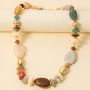 Mixed Irregular Marble Resin Beads Necklace