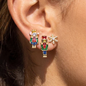 Christmas Nutcracker Snowflake Stud Earrings Set