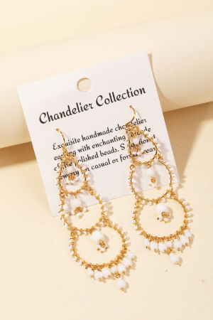 Seed Beaded Tiered Circle Drop Earrings