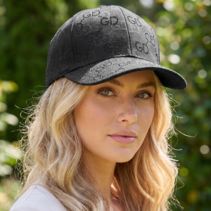 Monogram Print Rhinestone Logo Baseball Cap
