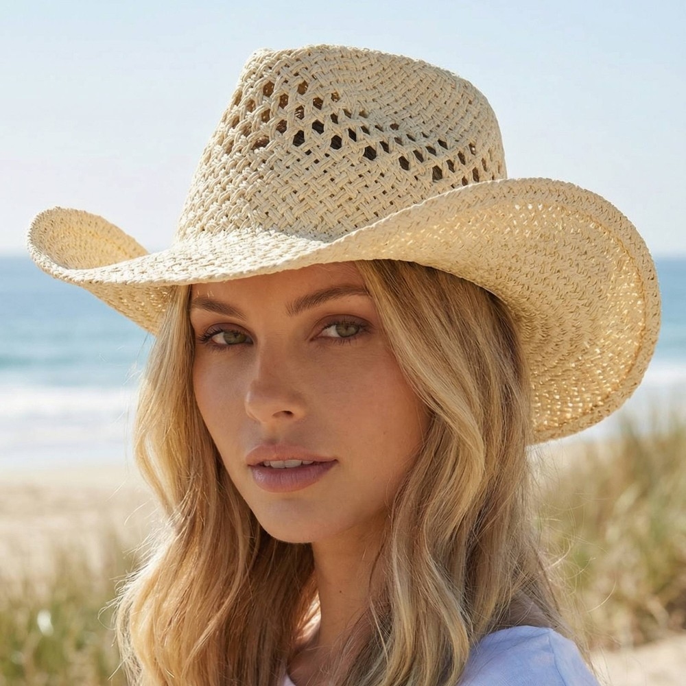 Straw Braided Summer Cowboy Hat