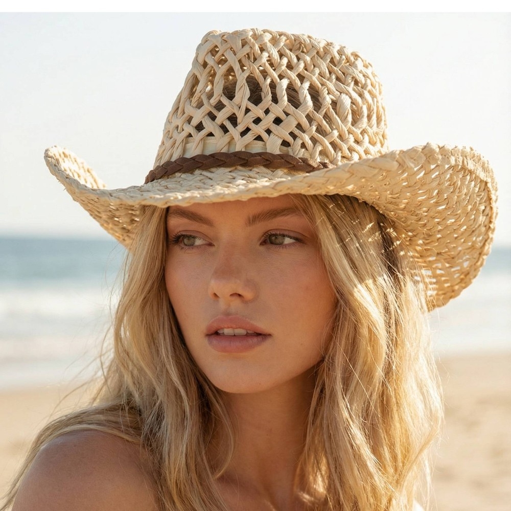 Western Loose Weave Straw Cowboy Hat