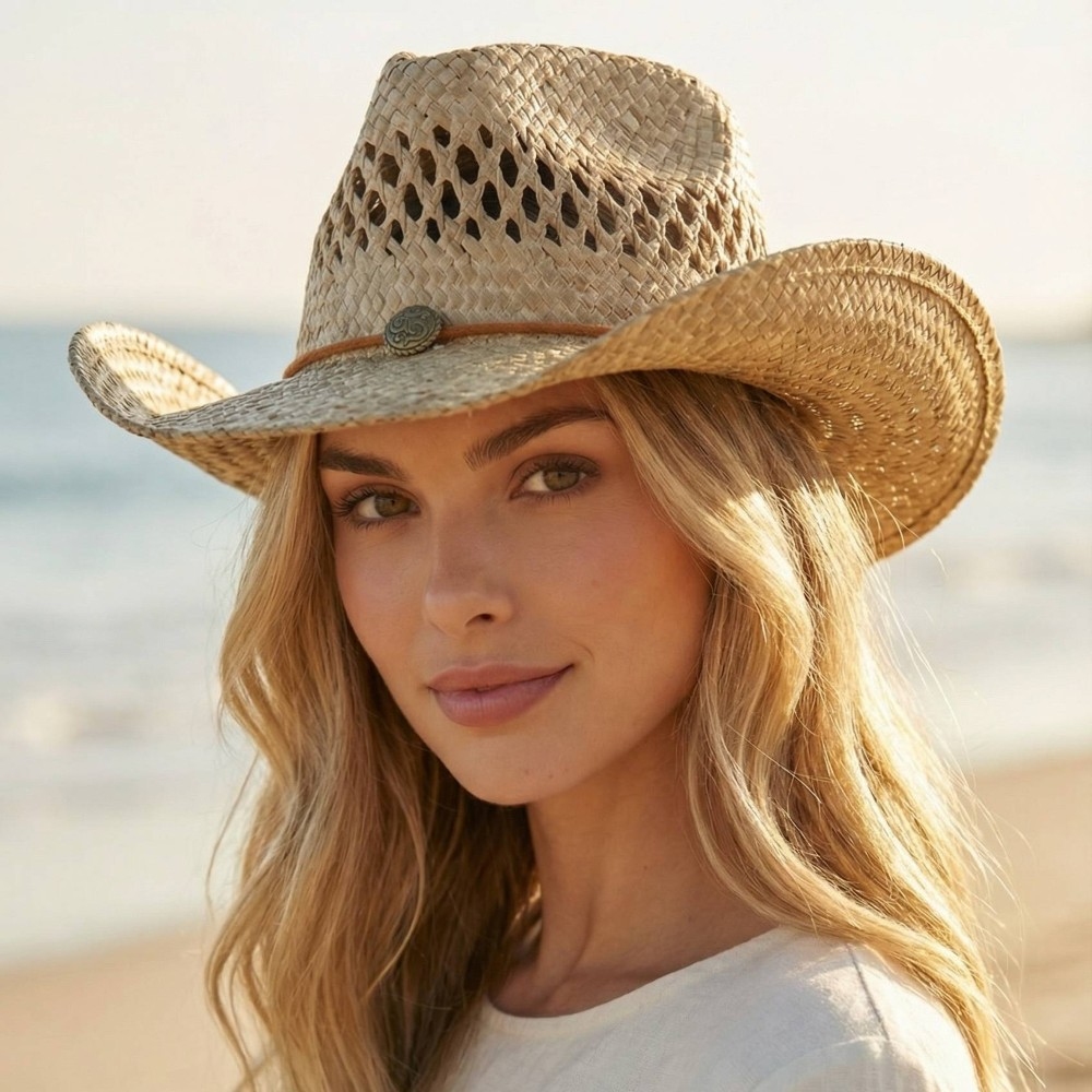 Straw Basket Rope Strap Western Cowboy Hat