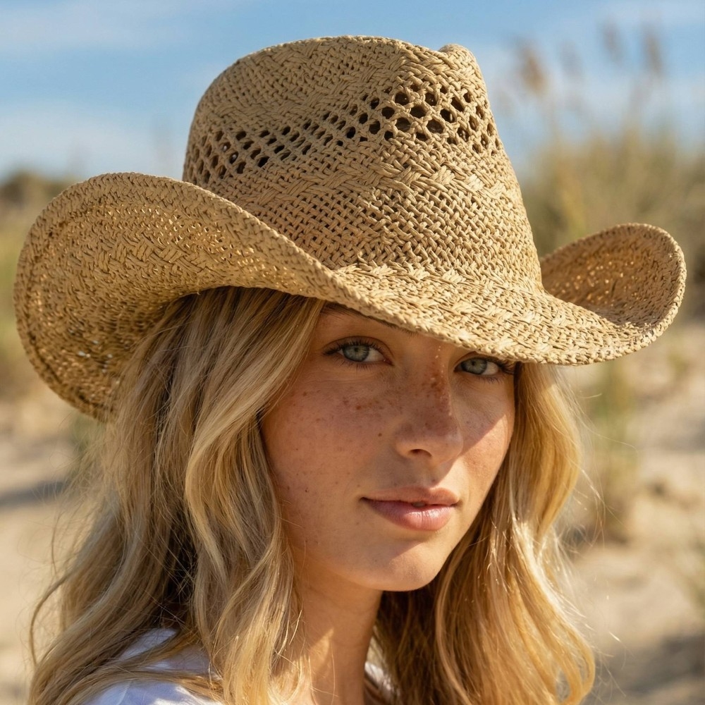Straw Braid Western Cowboy Hat