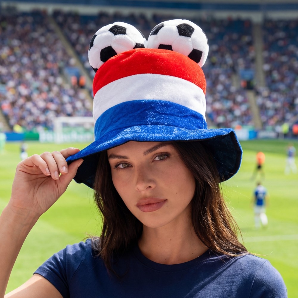 Red White Blue Striped Soccer Ball Hat