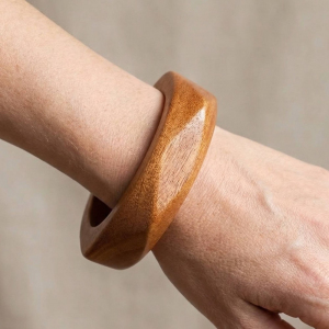 Bulky Wooden Bangle Bracelet