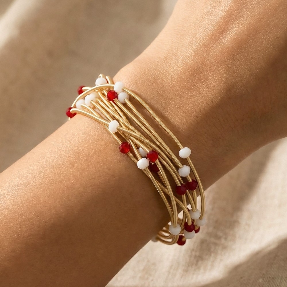 Game Day Beads Metallic Elastic Bracelet Set