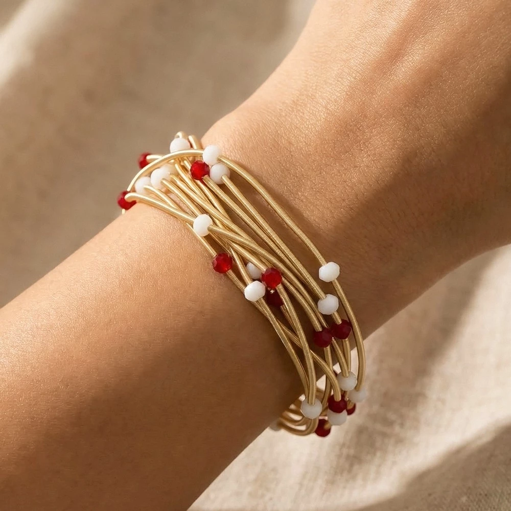 Game Day Beads Metallic Elastic Bracelet Set