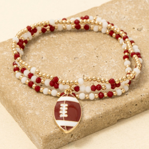 Game Day Colors Enamel Football Beaded Bracelet