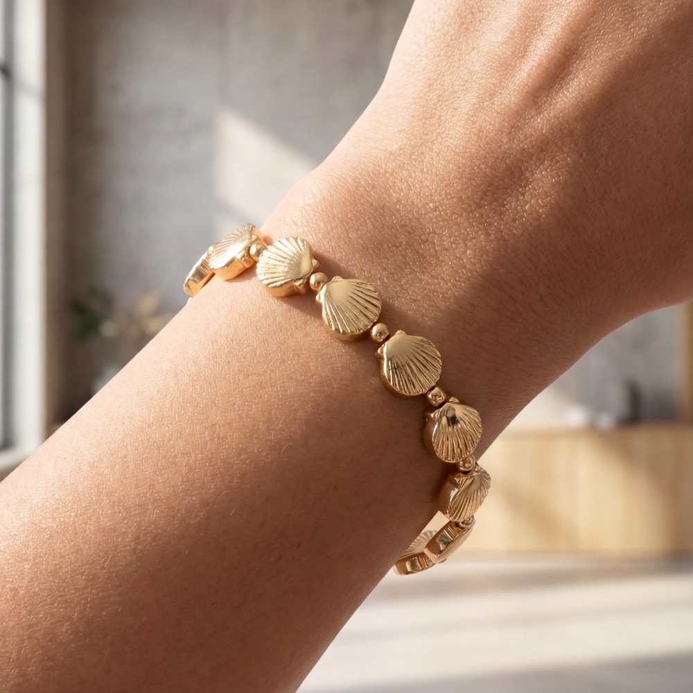 Metallic Sea Shells Elastic Bracelet