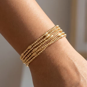 Beaded Barrel Station Stretch Bracelet Set