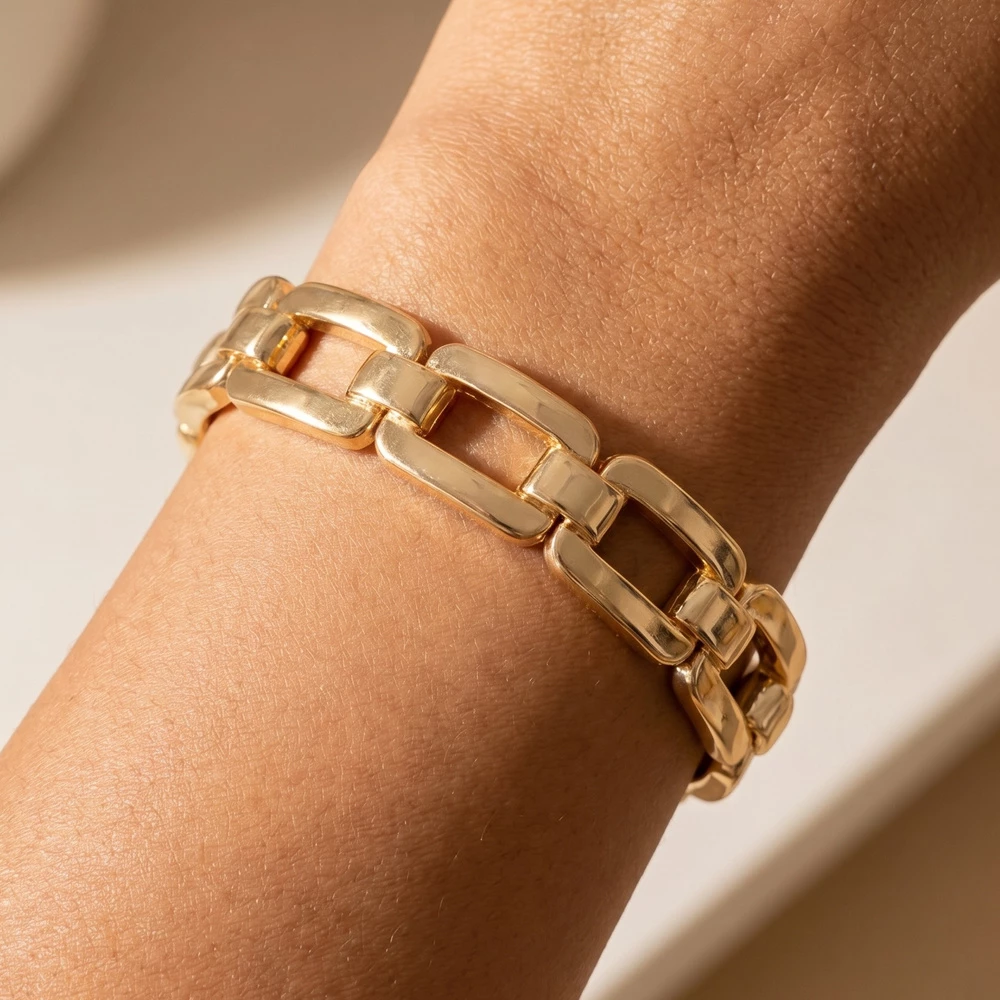 Chunky Square Open Link Stretch Bracelet