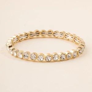 Round Bezel Crystal Tennis Stretch Bracelet